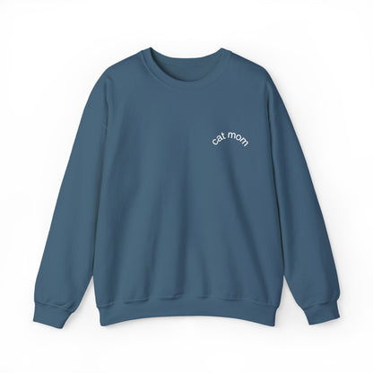 Cat Mom Sweatshirt – Embroidered Text Crew Neck