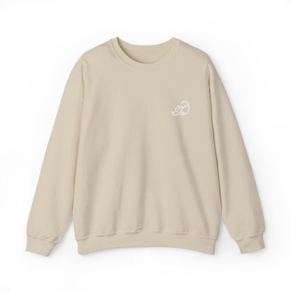Stretching Cat Sweatshirt – Minimalist Embroidered Cat Crew Neck