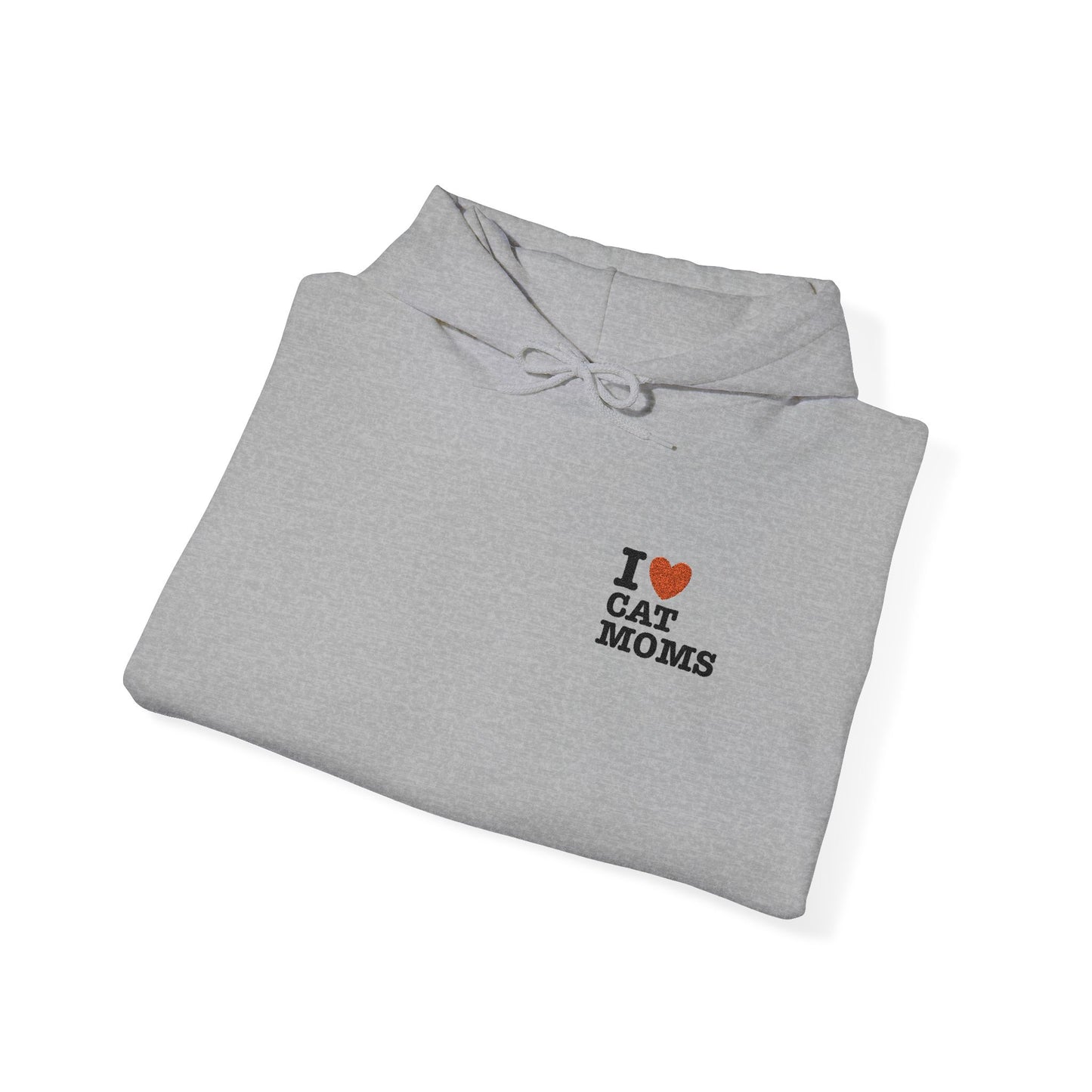 I Love Cat Moms Hoodie – Embroidered Text Pullover