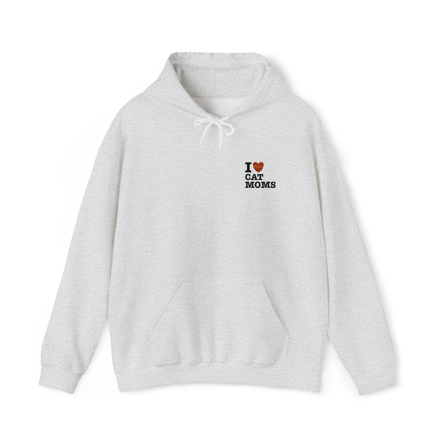 I Love Cat Moms Hoodie – Embroidered Text Pullover
