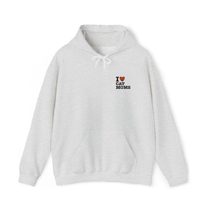 I Love Cat Moms Hoodie – Embroidered Text Pullover